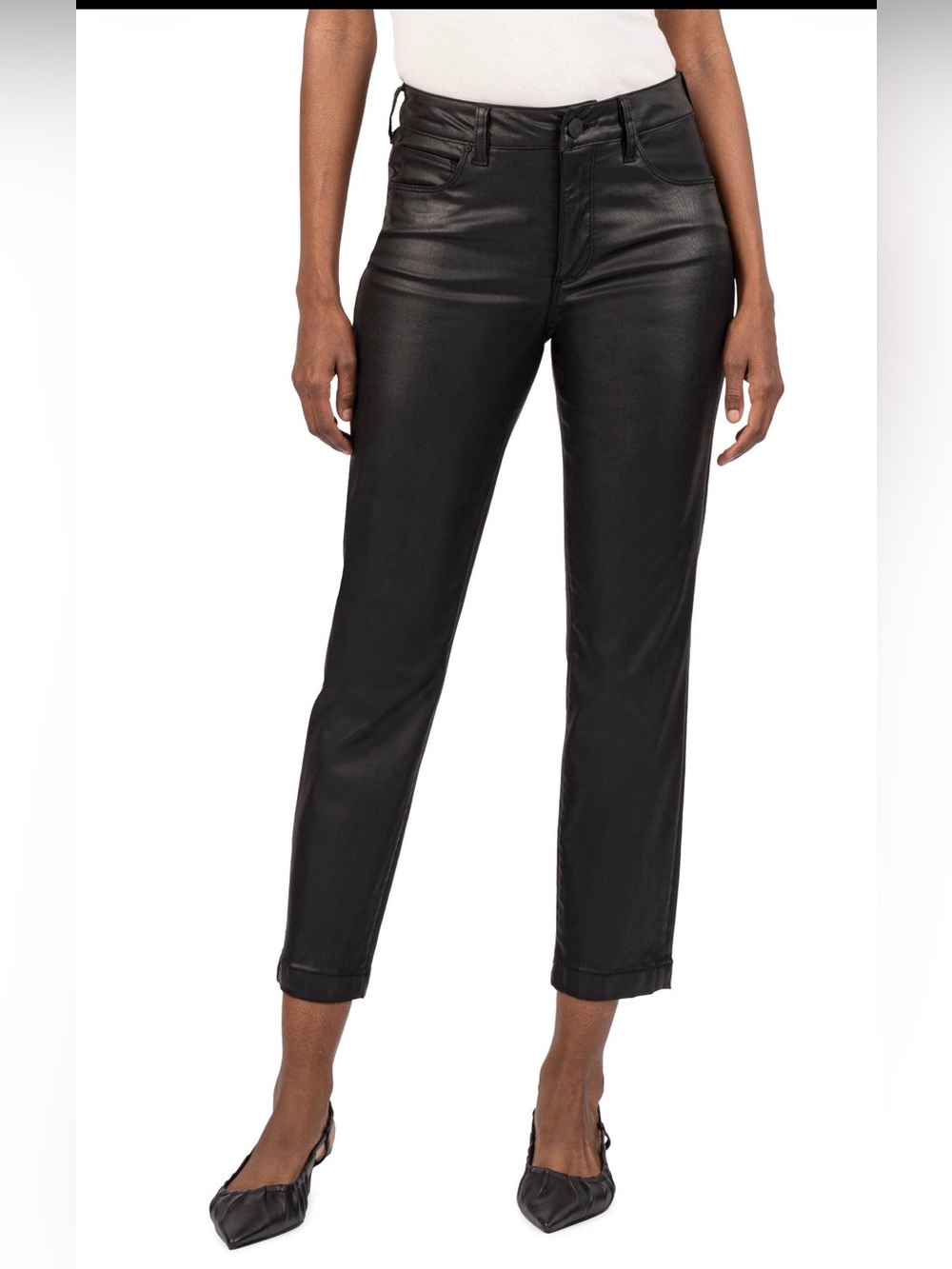 KUT From The Kloth Reese Coated Faux Leather Look Pants Black Size 12